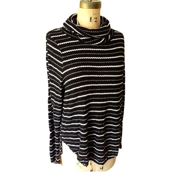Free People We the Free Kristina Striped Drippy Waffle knit cowl Thermal Top M - Picture 12 of 14
